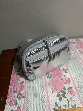 Adjustable Metallic Silver Mini Crossbody Bag NWT